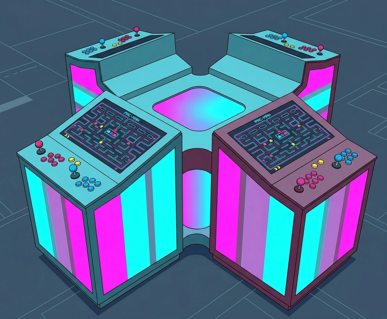 Monolithes de gaming arcade techno-sacrés de l'Arénia